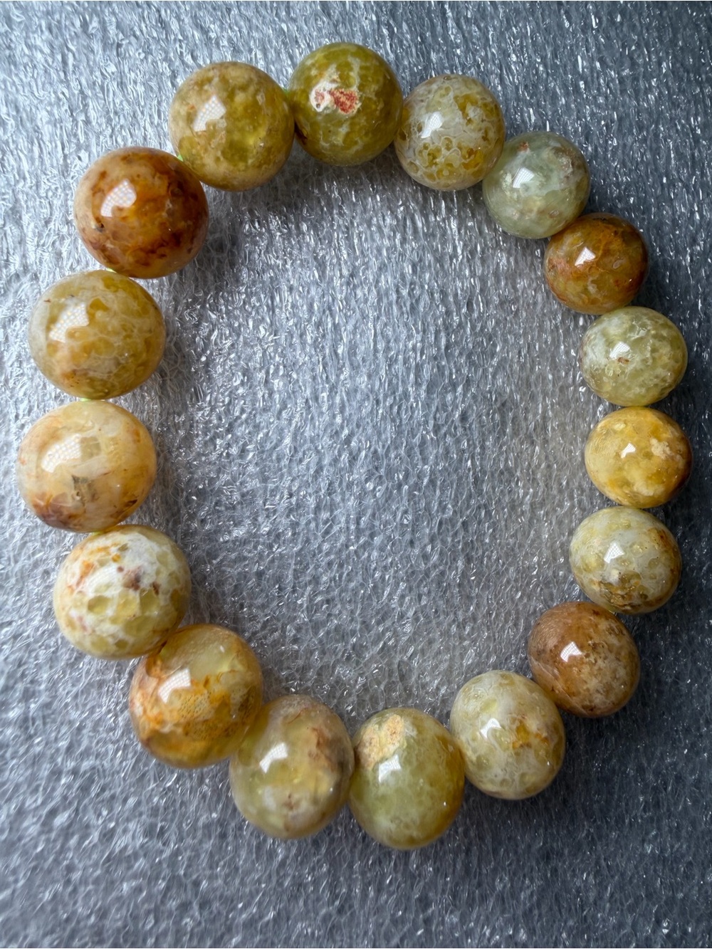 Stunning 12MM Peruvian Green Opal Natural Crystal Bracelet